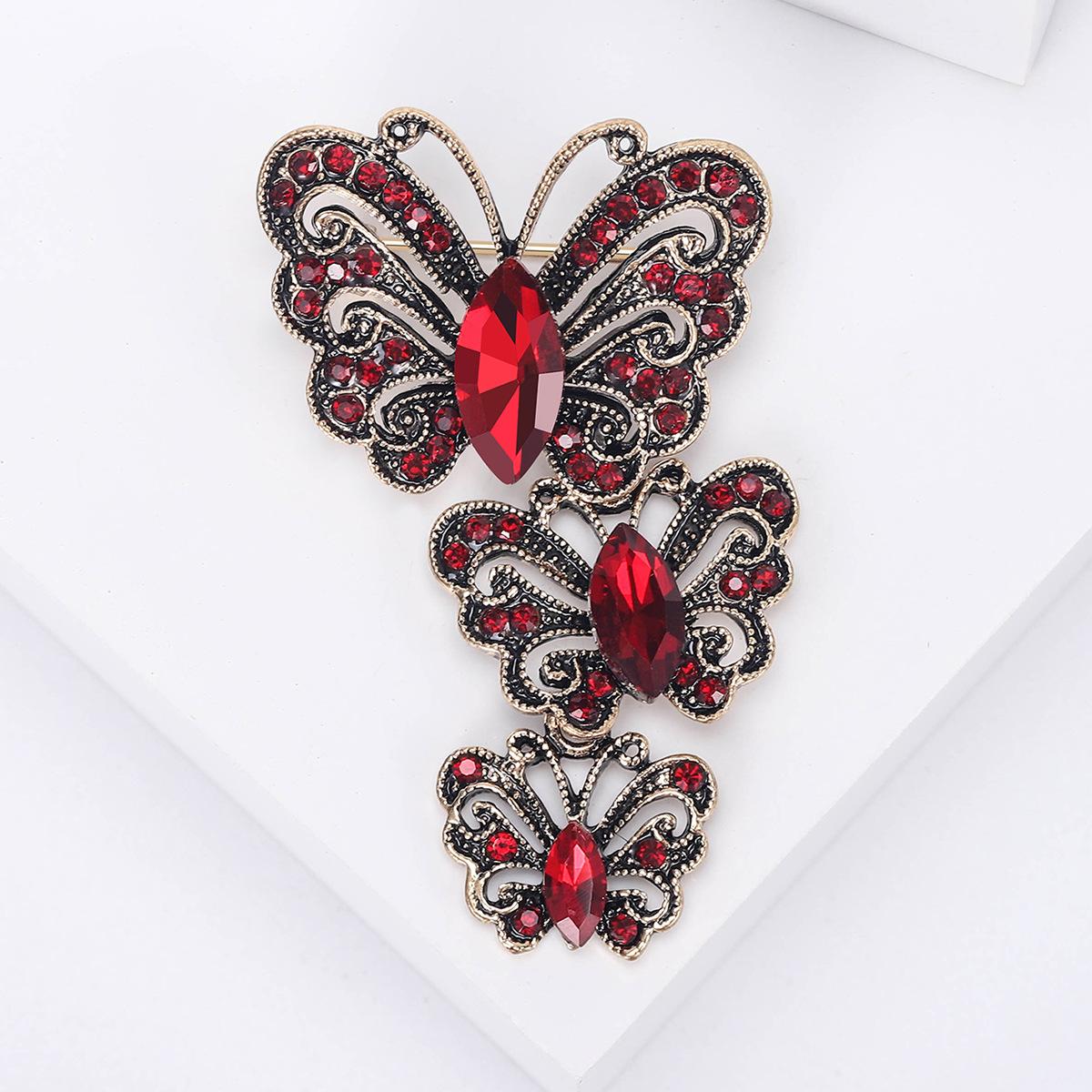 

Креативная ретро-брошь с тремя бабочками, сплав, кристалл, бриллиант, темперамент, модное пальто с