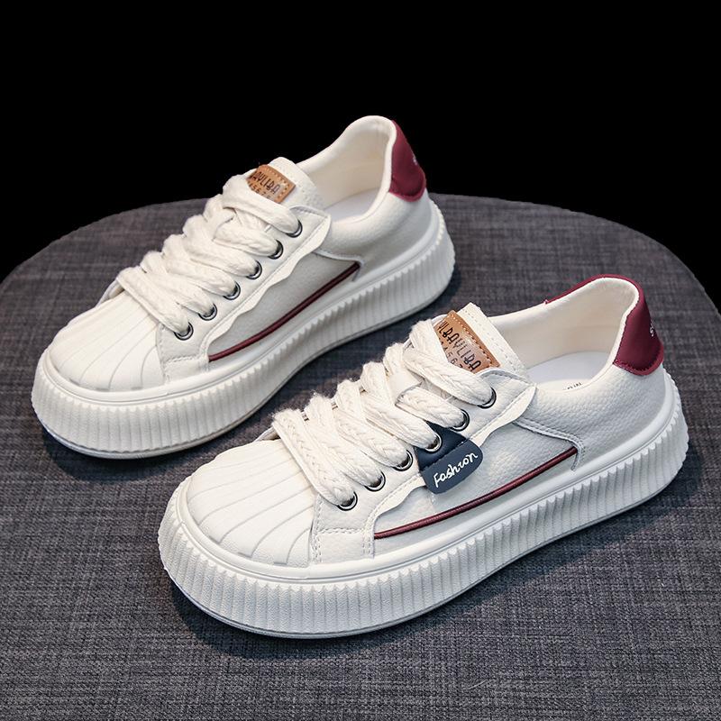 Thick Bottom Breathable White Women's Shoes Women's Summer Autumn New Versatile Muffin Casual Sports Skate Shoes