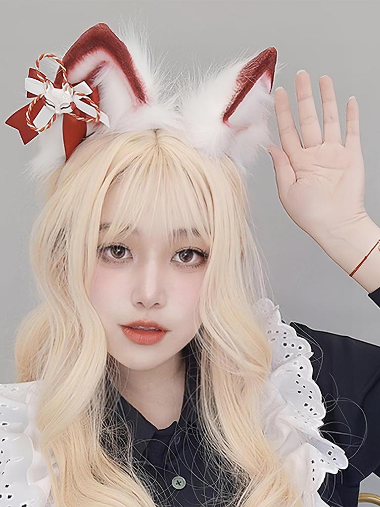 [SENMHS] Fox Spirit Style Cat Ears & Tail Costume Set - Fluffy, Handmade, Accessory, Bijou Chain, Cute, Fancy Dress, Cosplay, Comic Show, Halloween,