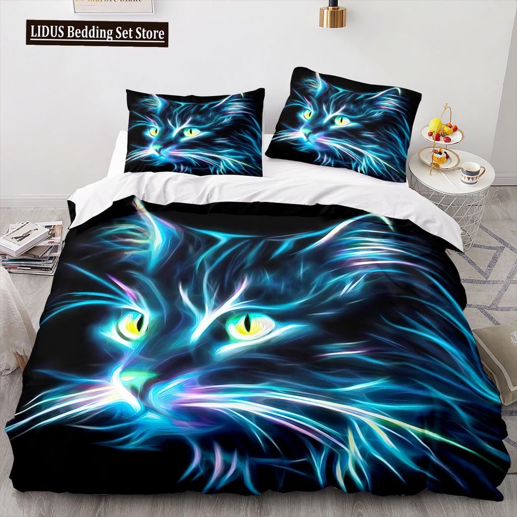 3D Animal Cat Quilt Cover 3D Large Printed Double Size Quilt Cover Bedding Set Single Set