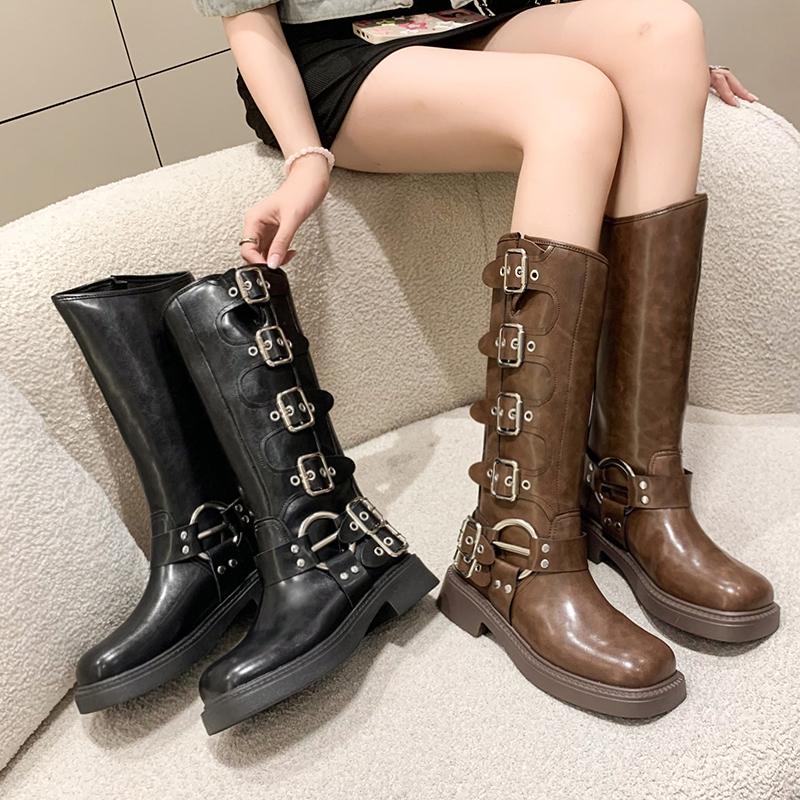 Fashion The 2025 New Autumn Height-increasing, Slimming, Knee-length Thick-soled Long Boots From Maillard Women