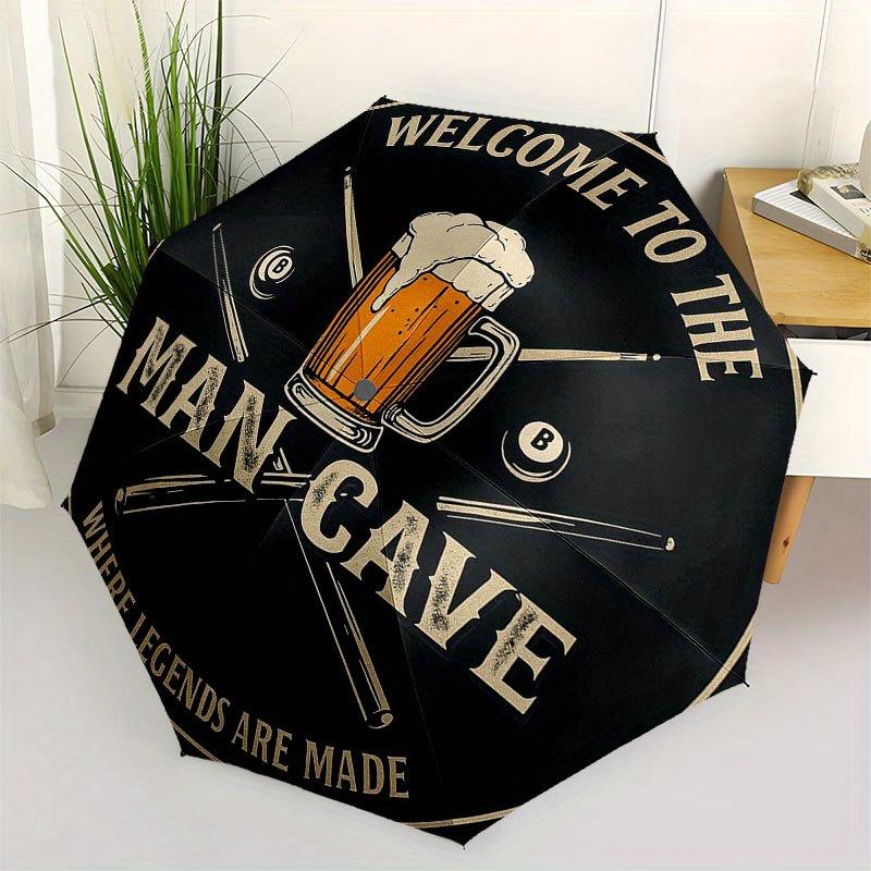 

Man Cave: Where Legends Are Made, Decorative Sign Umbrella, Cute Umbrella with Cute Design, Portable 3-Fold Compact Umbrella for Men & Women, Valentin