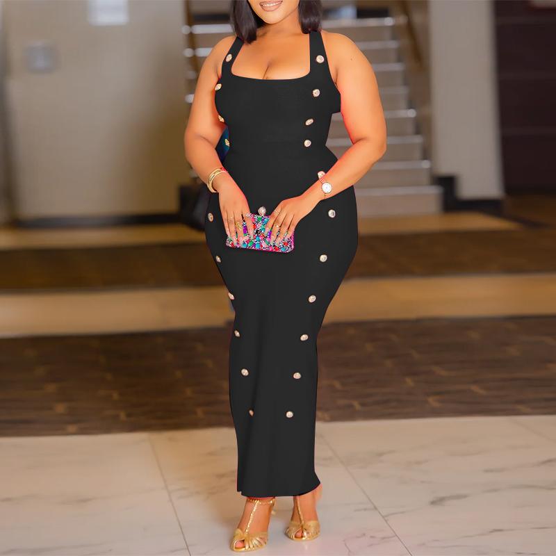 VONDA Женские летние модные платья с U-образным вырезом без рукавов и пуговицами — фото 7