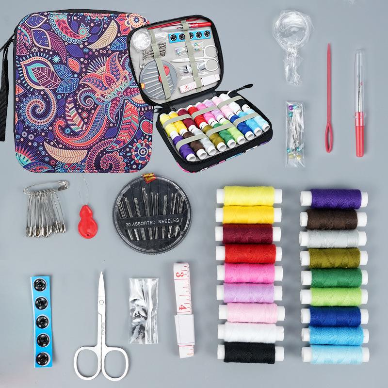 Portable Needle and Thread Set for Home Sewing and Mending – Includes Stitching Method Book and Case
