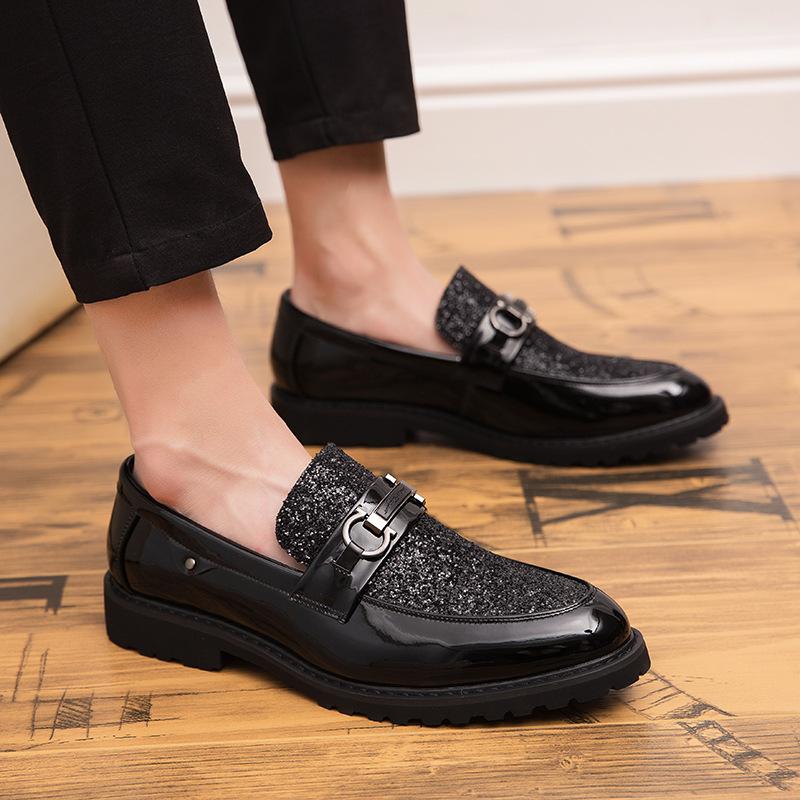 Chaussures de luxe pour coiffeur, chaussures de soirée pour hommes, chaussures de créateur à paillettes, chaussures classiques dorées italiennes pour hommes