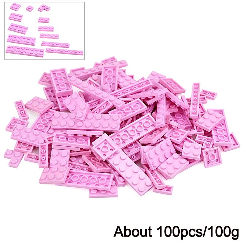 100Pcs Bulk Parts Thin Bricks 12 Size Mixed 15 Color Building Blocks Figures MOC Model Educational Construction Toy for Kid Gift