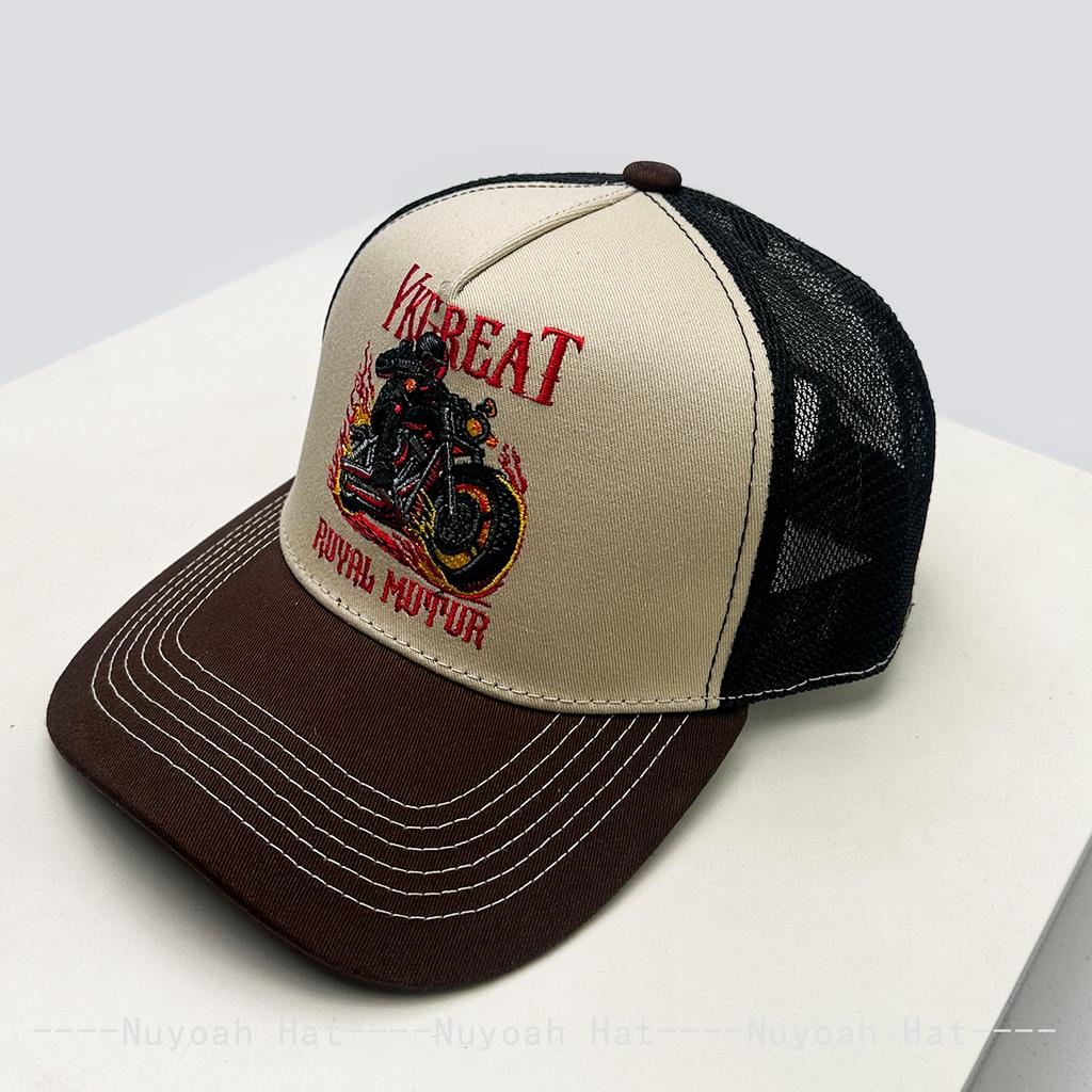 And Women Hip-Hop Embroidered Motorcycle Driver Letter Prints Baseball Caps Color Contrast Sun Protection Personalized Trucker Caps All-Match Ins