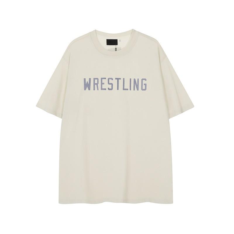 FOG Line Flocked Letter Shorts Unisex Casual Loose Streetwear