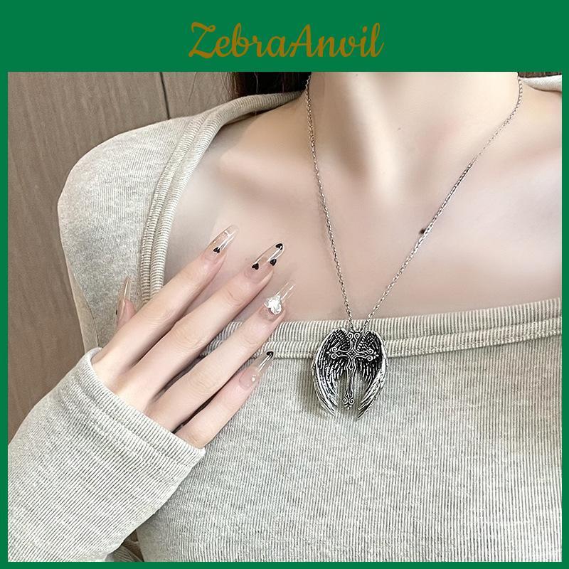 Stylish Alloy Angel Wings Cross Necklace For Trendy Punk Retro Fashion Lovers