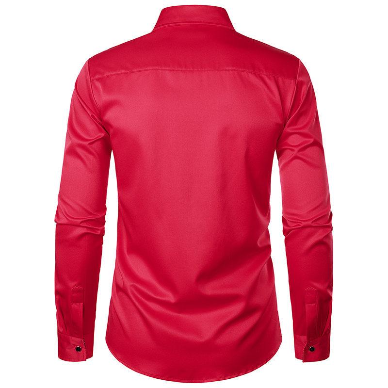 Herrenhemden Neues, schlankes Business-Männerhemd mit Polka Dot und Farbblockierung, lässiges Langarmhemd