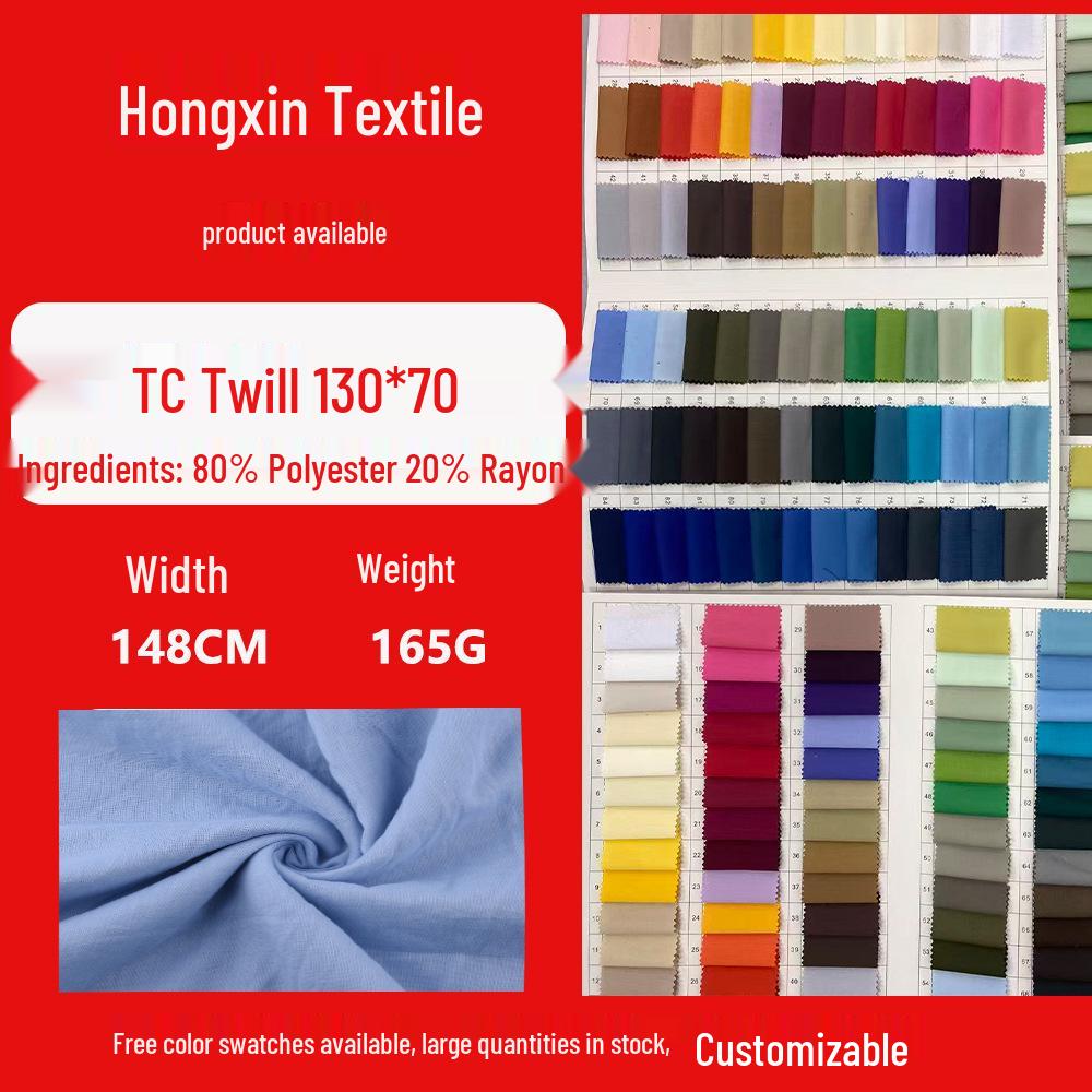 Fine Twill TC130*70 Lining Fabric for Garments, Coats, Bags, and Pockets. 80% Polyester, 20% Rayon