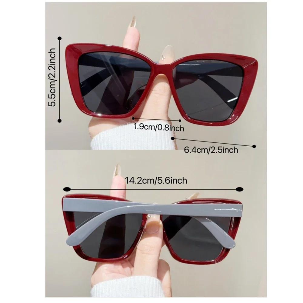Trendy Large Frame Cat Eye Sunglasses for Women Men Retro Square Sun Glasses UV400 Protection Goggle Fashion Eyewear Shades