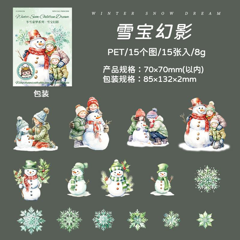 

Mr.Paper,Winter SnowDream Themed Pasted Paper Bag Scrapbook Phone Case Notebook Diary Decorative Sticker Ledger Materials