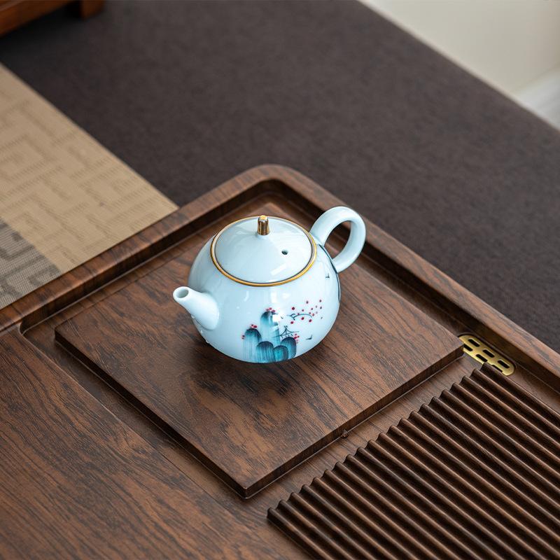 Tea tray solid wood household living room new dry brewing small tea table whole high-end office kung fu tea set drainage