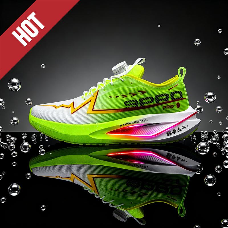 Fluorescence Running Shoes Carbon Board Marathon Men Sports Breathable Lightweight Women'S Comfortable Athletic Nonskid Sneakers