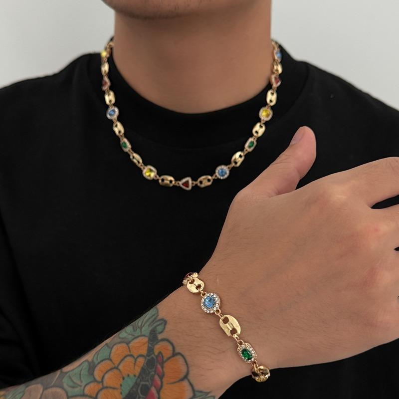 Meier Diamond necklace men s hip hop retro super shiny clavicle chain easiest for match bracelet