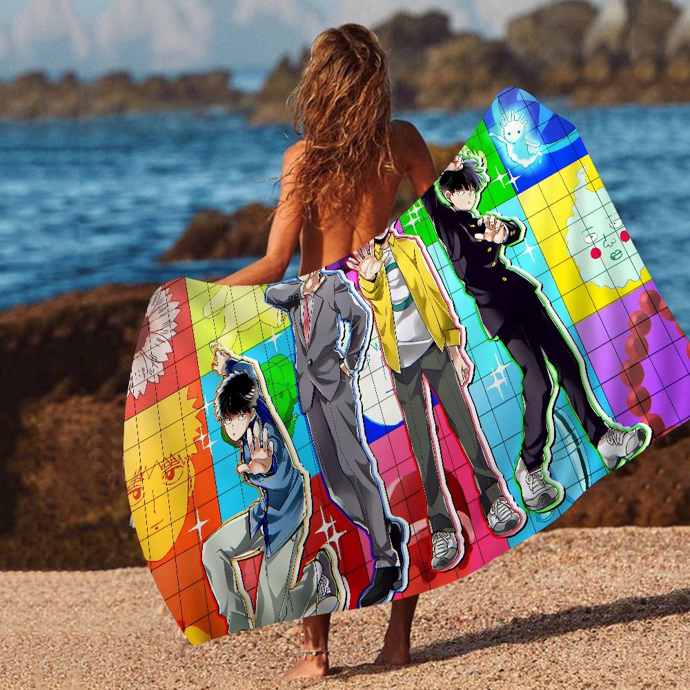 Anime Mob P-Psycho 100 Anime Beach Swimming Towel Soft Absorbent Washcloth Children's Gifts for Kids Travel Camping Gym