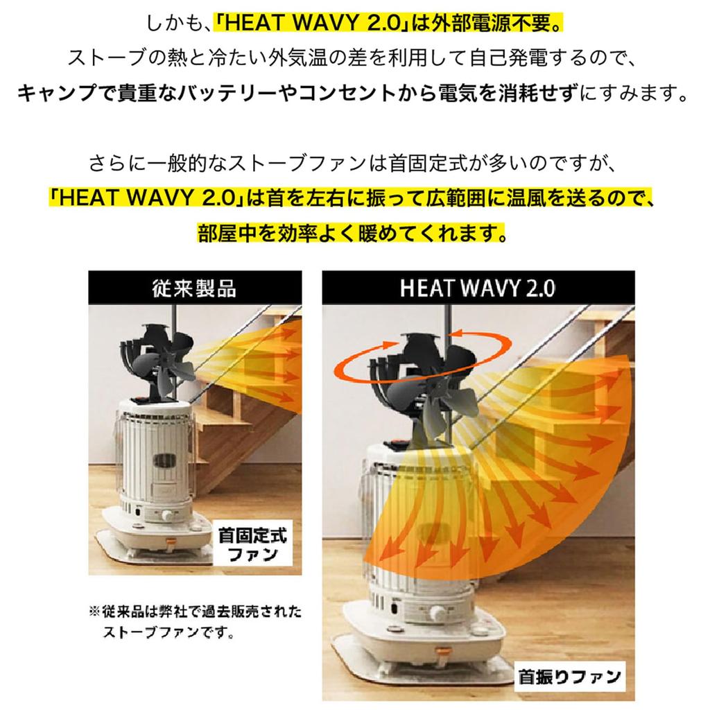 Re:Gear Oscillating Stove Fan HEAT WAVY 2.0 Camping Heat Fireplace Automatic Circulator Fan Warm Air Heating Air Conditioning Cold Weather Protection