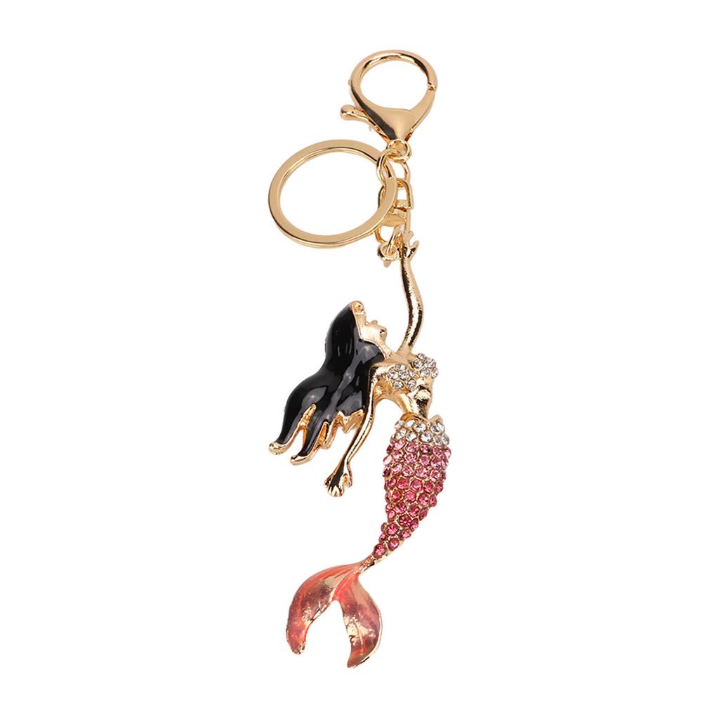 Keychain Pink Cute Cartoon Diamond Mermaid Car Keychain Ladies Bag Decoration Metal Pendant