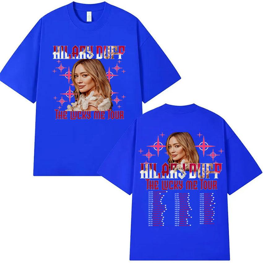 Hilary Duff The Lucky Me Tour 2026 Print T Shirt Unisex Women Fashion Aesthetic Clothing Tshirts Vintage Oversized Cotton Tshirt