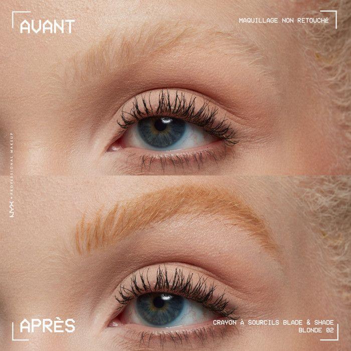 NYX Professional Makeup Blade & Shade, Crayon Sourcils Double Embout, Tenue Jusqu'à 16h, Blonde