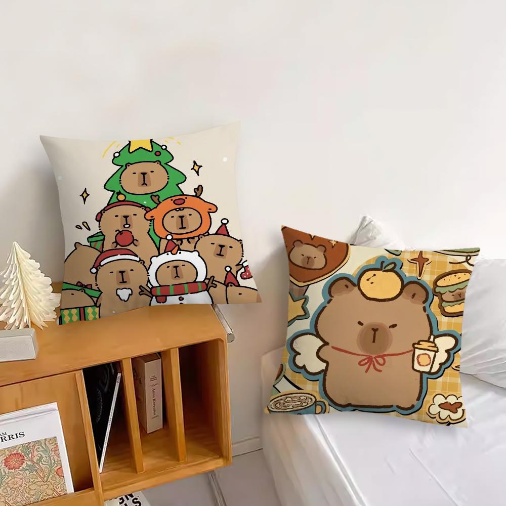 Cartoon Capybara Cute cushion cover Pillow Cover Home Sofa living Decoration Room Office Car Nordic Simplicity