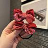 Children's Chinese New Year Red Embroidered Bow Hair Clip & Ties for Hanfu Style