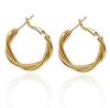 Trendy Geometric Twist Hoop Earrings: Stylish Metal Accessories for Women