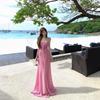 Seaside Vacation Beautiful Fairy Long Dress Dopamine Atmosphere Pink V-neck Flower Suspender Dress Woman