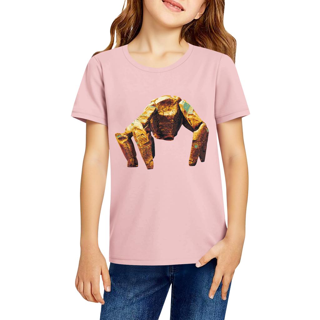 Modische Rundhals-Kurzarm-Arbeitskleidung bedruckte Oberteile für Kinder-Sommeroberteile