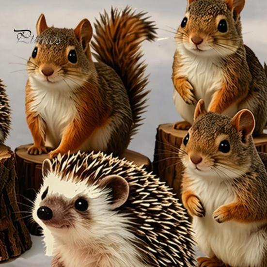 Creative Home Decor Gifts 2PCS Static Window Sticker, Squirrel And Hedgehog Printed, Autumn Forest Decals Theme Waterproof PVC Decal, for Glass Doors