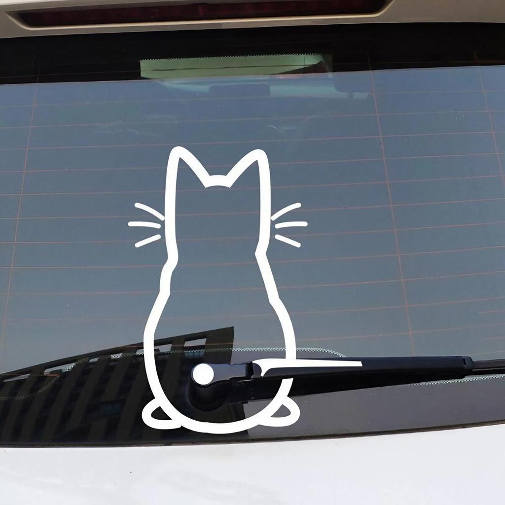 Funny Moving Tail Cat Car Sticker Window Wiper Decals Rear Windshield Sticker Reflective Car Animal Sticker Notebook Decoration