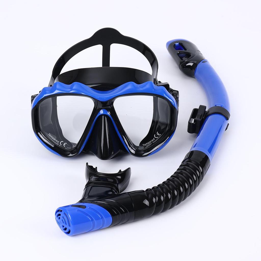 Maschera da Immersione in Silicone per Bambini e Adulti con Snorkel - Lente in Vetro Temperato HD, Montatura Grande