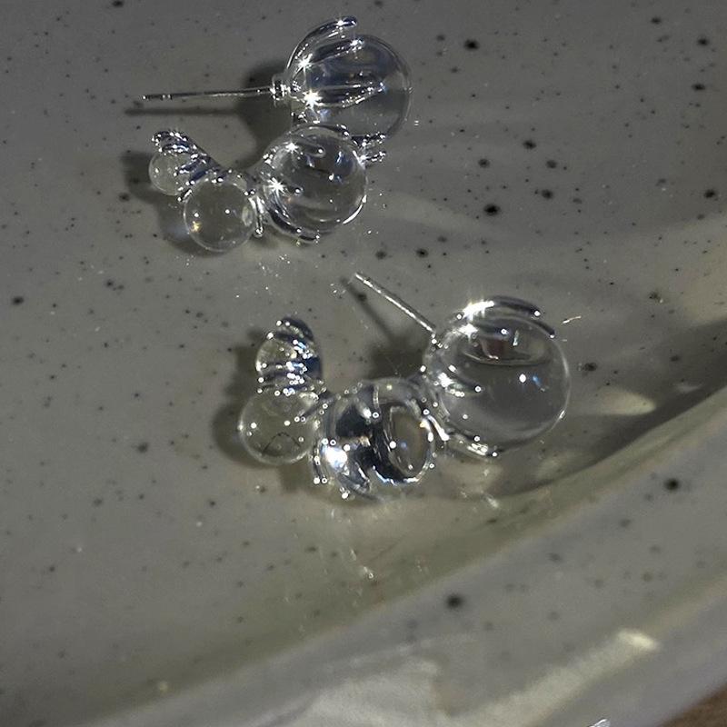 Trend Transparent Balls Rotunde Cercei Stud Pentru Femei Cercei Pentru Fete Bijuterii