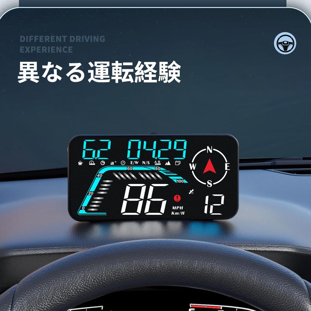 Wiiyii HUD Head-up-Display, Auto-Head-up-Display mit GPS-Tachometer, Uhrzeit, Geschwindigkeit