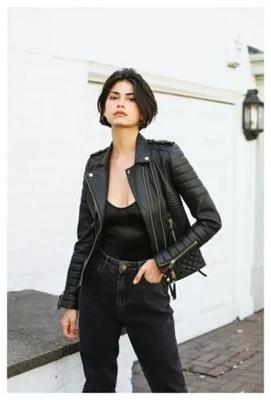 Quilted Women's Jacket Stylish Genuine Soft Lambskin Leather Motorcycle Biker