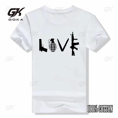 Love Guns AK47 Mens T Shirt Black Top Quality Cool Casual Pride Shirt Men New Fashion Tops Short Sleeved T Shirt