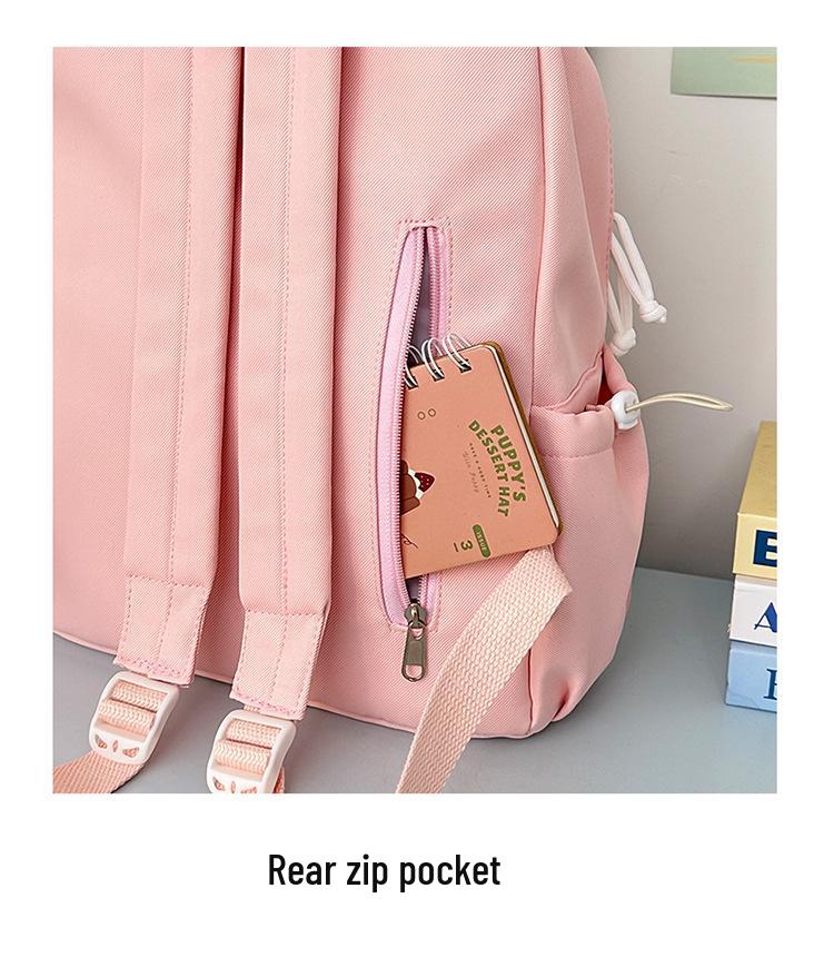 Japanese Anime Style Cute Girl Lightweight Backpack with Large Capacity and High-Value Brooch for Elementary Students