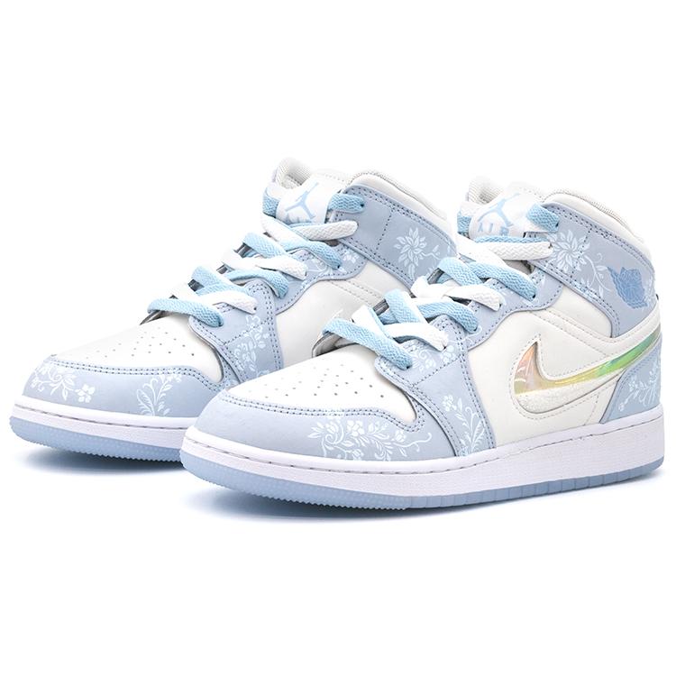 Jordan Air Jordan 1 Mid top Vintage Basketball Shoes Women's Blue FQ9117-400(team172-A)