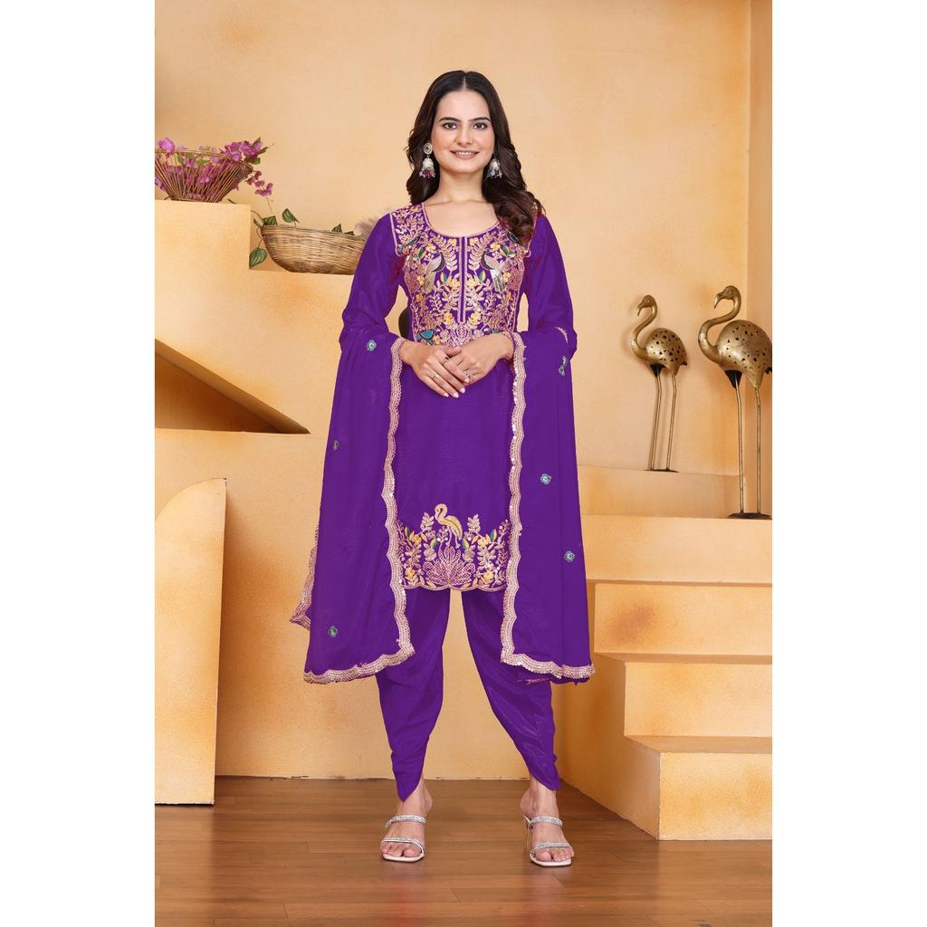 Presenting  New Designer Embroidered Dhoti Suit With Coding Sequence Embroidered Work