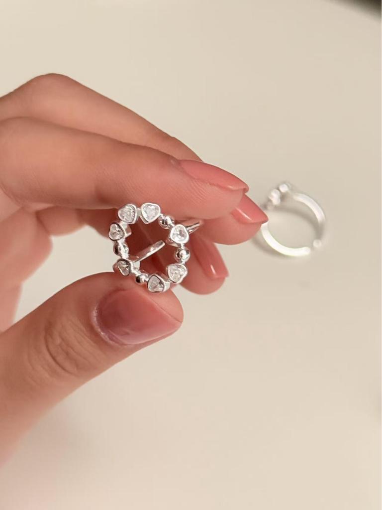 S925 Sterlingsilber Zirkonia Herzring für Damen - 2025 Minimalistisches Offenes Design