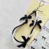 Sweet Black Pink BowKnot Beads Phone Chain Charm Lanyard For iPhone Samsung Huawei Universal Accessories Jewelry Pendant