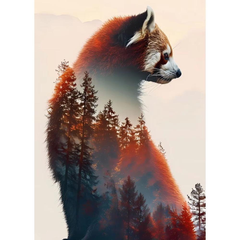 Animal and Forest Poster Eagle Wolf Tiger Lion Cat Panda Fox Tree Canvas for Living Room Home Decor Wall Art Mural