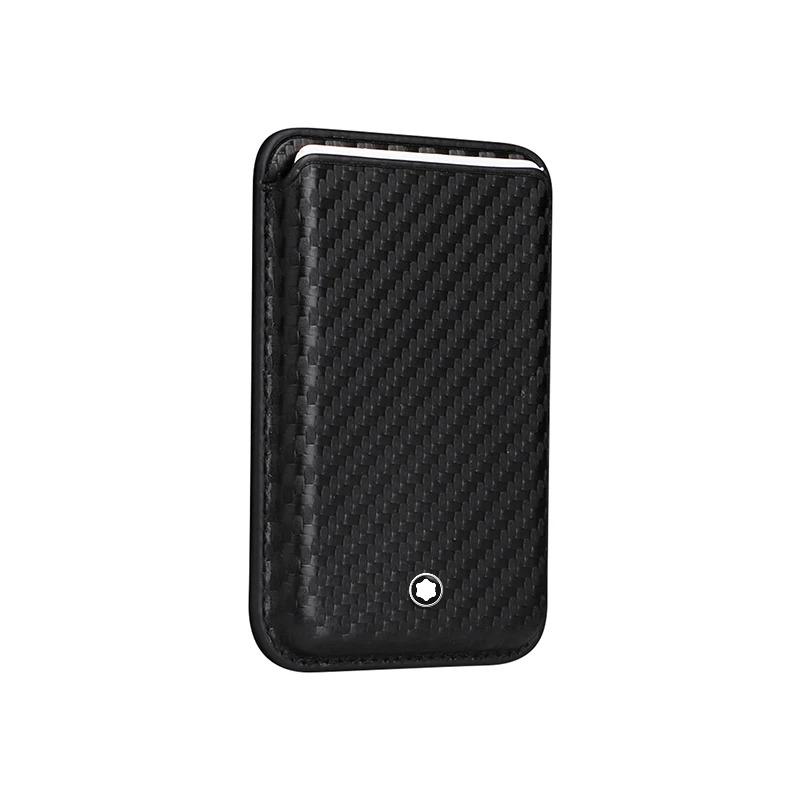 High End Busine Sle Leather Card For iPhone 17 Pro Max 16 15 14 Strong Magnetic Magsafe Wallet Carbon Fiber Card Bag Pocket Slot