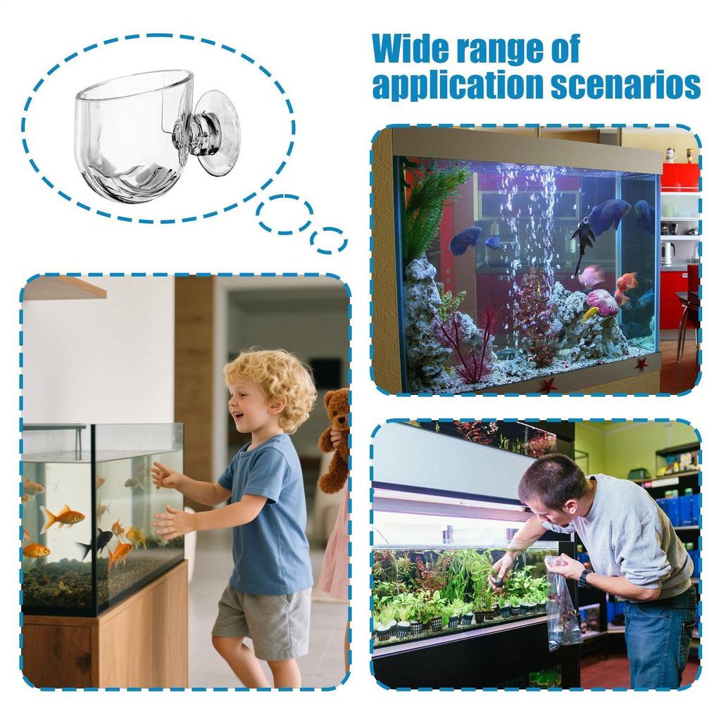 Suction Cup Floating Feeding Tray for Aquarium & Terrarium, Shrimp Bowl Fish Food Cup, Tank Clean Tool for Betta Turtle Reptile