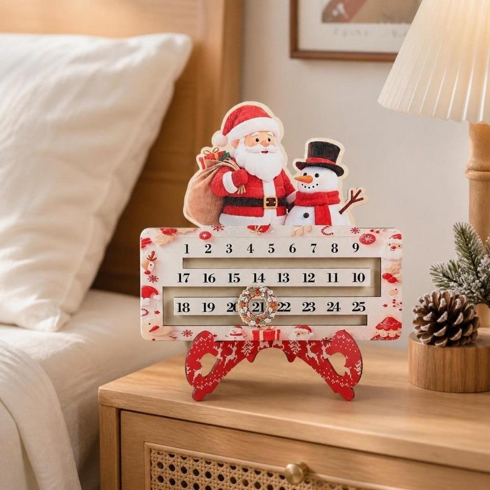 Santa Claus Decoration Calendar Wooden Christmas Decor Creative Christmas Advent Calendar Home