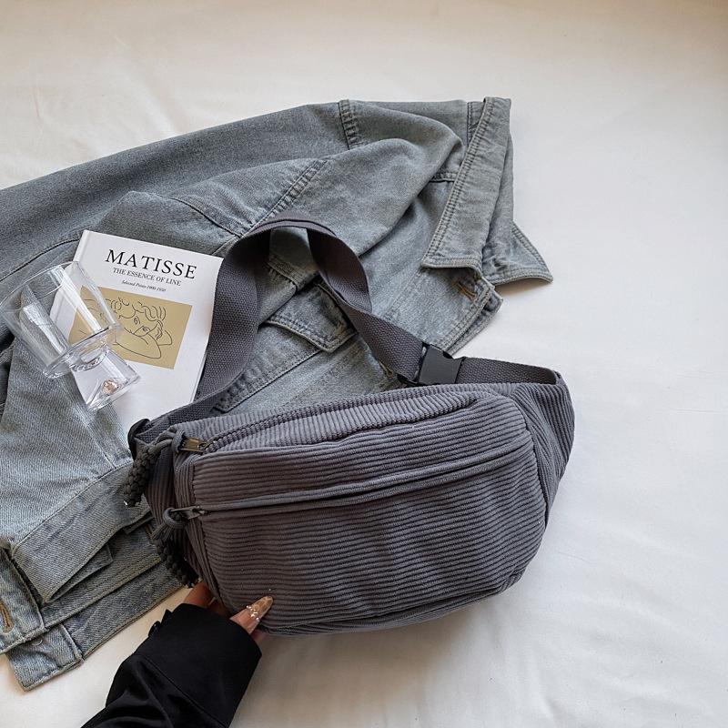 Trendy Women's Corduroy Crossbody Bag - Large, Simple Solid Color Shoulder Bag