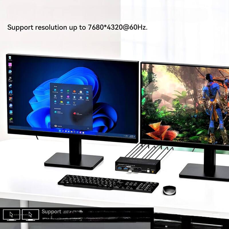 DP+HDMI Dual Monitor KVM Switch