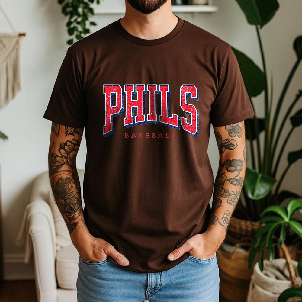 New Summer 100 Cotton Phils Baseball Graphic Oversized Tee Phils Baseball Retro Sporty Style Themed Short Sleeve