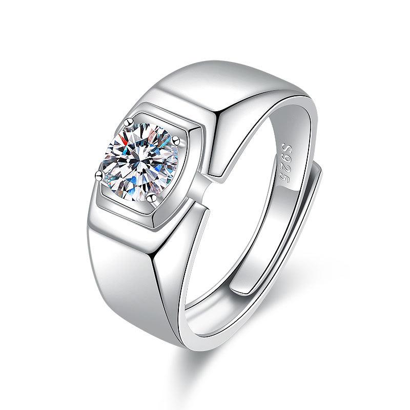 

Кольцо Eternal Heart из серебра 925 пробы, мужское классическое кольцо из золота 18 карат с бриллиантом в один карат, открытое кольцо с одним бриллиантом opening adjustable